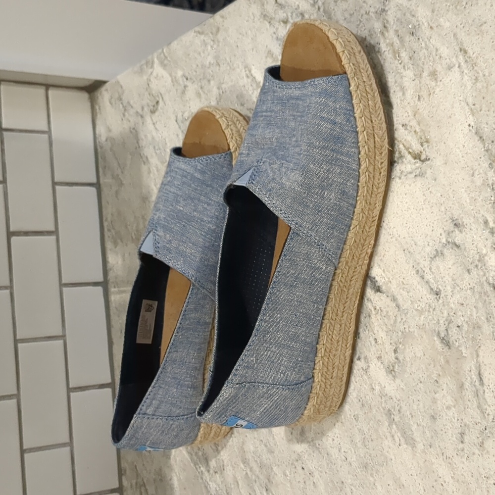 Toms Light Blue Open-Toe Espadrilles